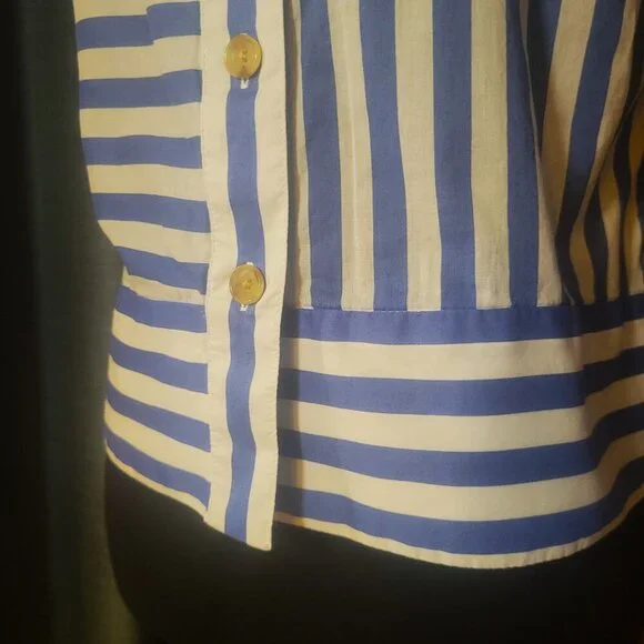 Banana Republic Women's Multi-Directional Blue/White Striped Cropped - Size XS - Picture 5 of 10